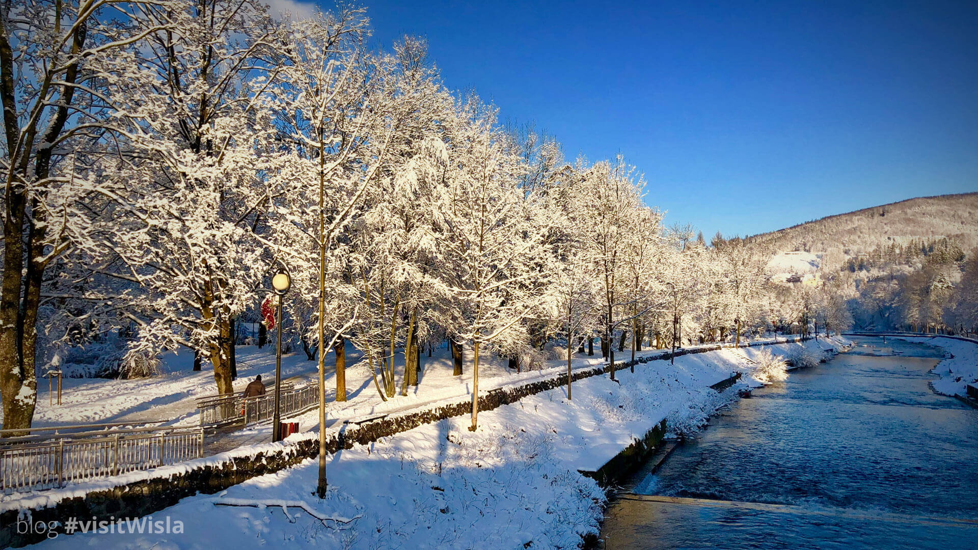 Park Kopczyńskiego i Rzeka Wisła zimą...